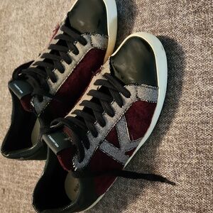 Karl Lagerfeld Black and Burgundy Sneakers - Size 13
